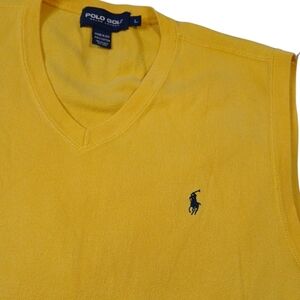 Vintage Polo Golf Ralph Lauren 90s Yellow Sleeveless‎ Sweater Vest Sizs Large